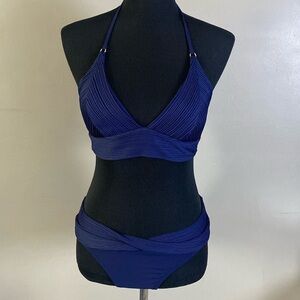 Robin Piccone Navy Blue Bikini 2 Pc Swimsuit Sz M NEW